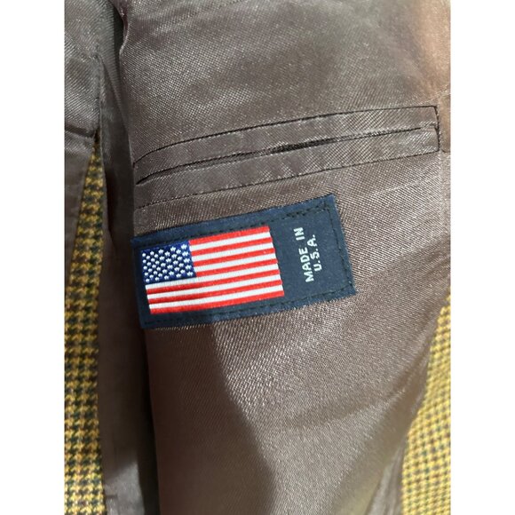 Christian Brooks 44R Men's Blazer Brown Houndstooth Sport Coat Made In The USA, - Picture 13 of 16